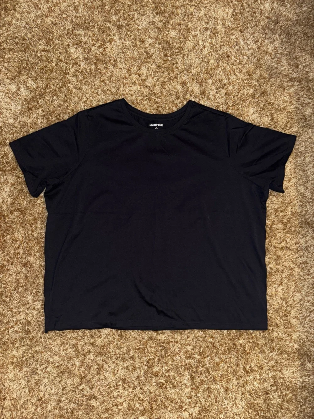 Lands' End Women's Black Short Sleeve Supima Cotton Relaxed Fit Crew Tee